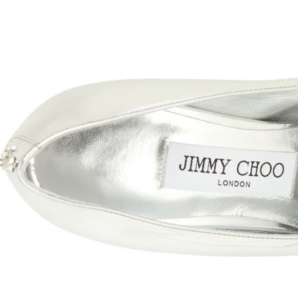 Jimmy Choo IXIA 95MM Mirrored Silver Metallic Leather Pointed Toe Heel Pumps - Picture 13 of 13